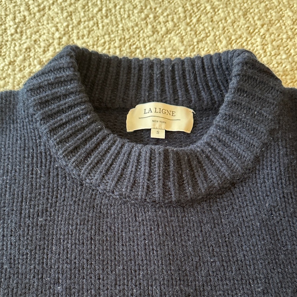 La Ligne Solid Marin Women's Navy Crew Neck Sweater - Picture 5 of 7